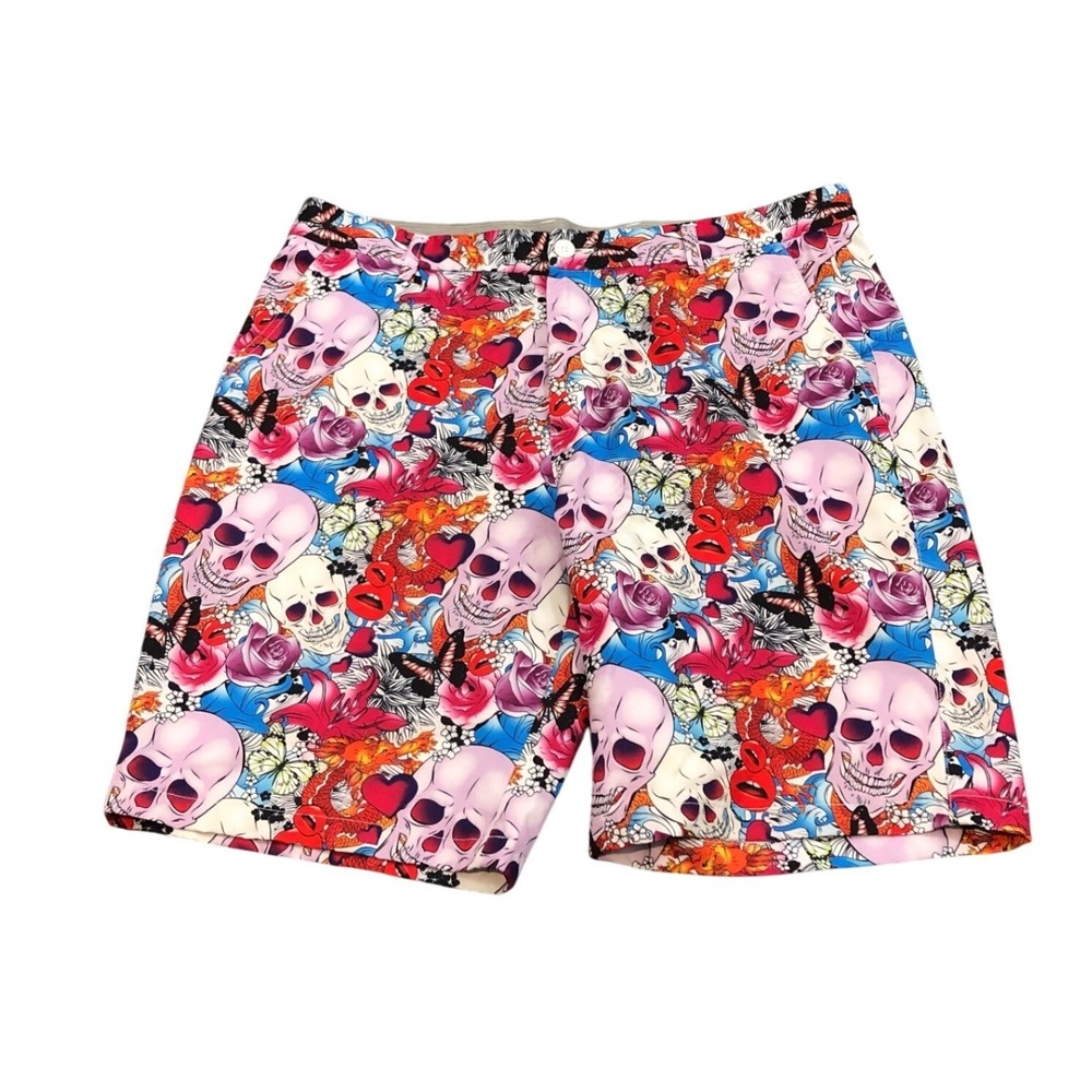 Hreski Board Shorts Mens‎ 36 Multicolor Skull Tattoo Print Graphic Swim Trunks